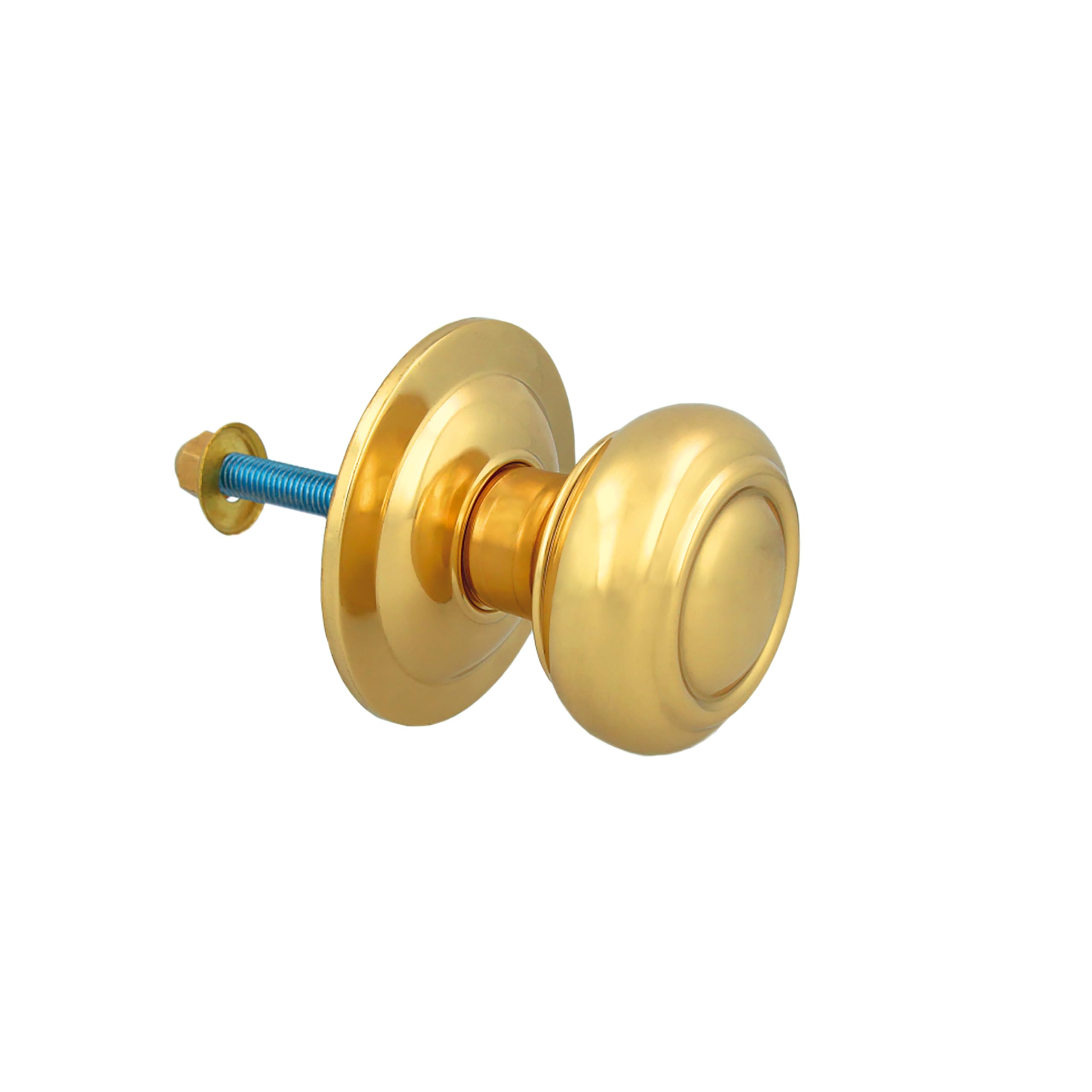 Amig - Door Knob Mod. 53 | Gold, Round, Polished Brass Door Knob for Front Doors | Handle Diameter 70 mm - Height 73.5 mm | Includes Screw and Fixing Nut — image 1