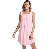 NACHILA Nightgowns for Women-Viscose Made from Bamboo, Soft Sleepshirts Sleeveless Sleepwear Cooling Nightdress S-XL