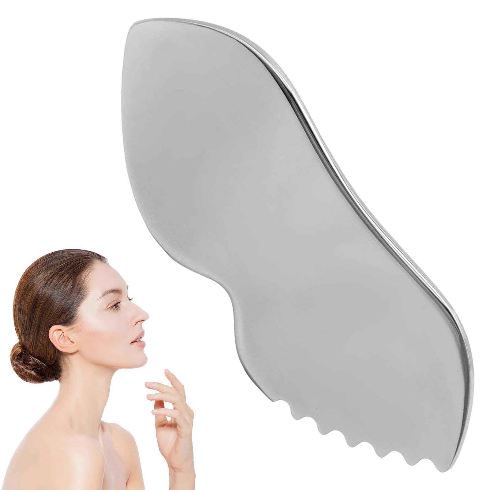 Gua Sha Stainless Steel, Gua Sha Facial Tools for Lymphatic Drainage -Guasha Scraping Massage Tool for Face Tighten Skin Reduce Puffiness