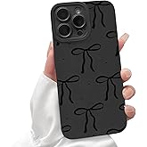 Lovmooful Compatible for iPhone 15 Pro Max Case Cute Aesthetic Ribbon Bowknot with Black Design for Girls Women Soft TPU Shockproof Protective Girly for iPhone 15 Pro Max Case-Bow