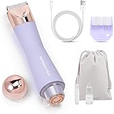 Tera SUPRENT Bikini Trimmer Women- Painless Ladies Hair Removal Waterproof Wet & Dry- 2 in 1 Lady Shaver for Pubic Hair & Facial Hair- Cordless Electric Razors with USB-C Rechargeable - Purple
