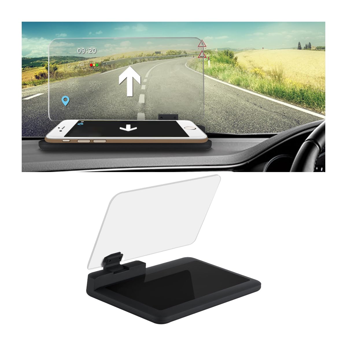 JNNJ HUD Smartphone Head Up Display Holder, Phones Mount with Vehicles Navigation Projector, GPS HD Image Reflector Phones Holder, Cars Universal Telephone Support for Safety Driving Navigation