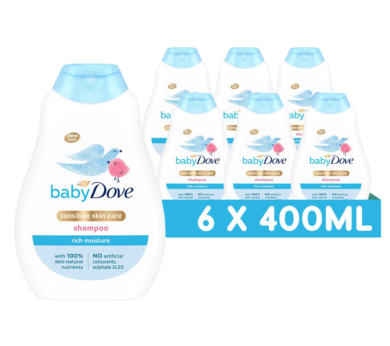 Baby Dove Rich Moisture Shampoo - Soothing & Gentle for Newborns & Infants, Tear-Free with Mild Fragrance, Perfect for Sensitive & Dry Scalp, Skin Care Essentials, For Daily Use - 400ml, Pack of 6 — image 1