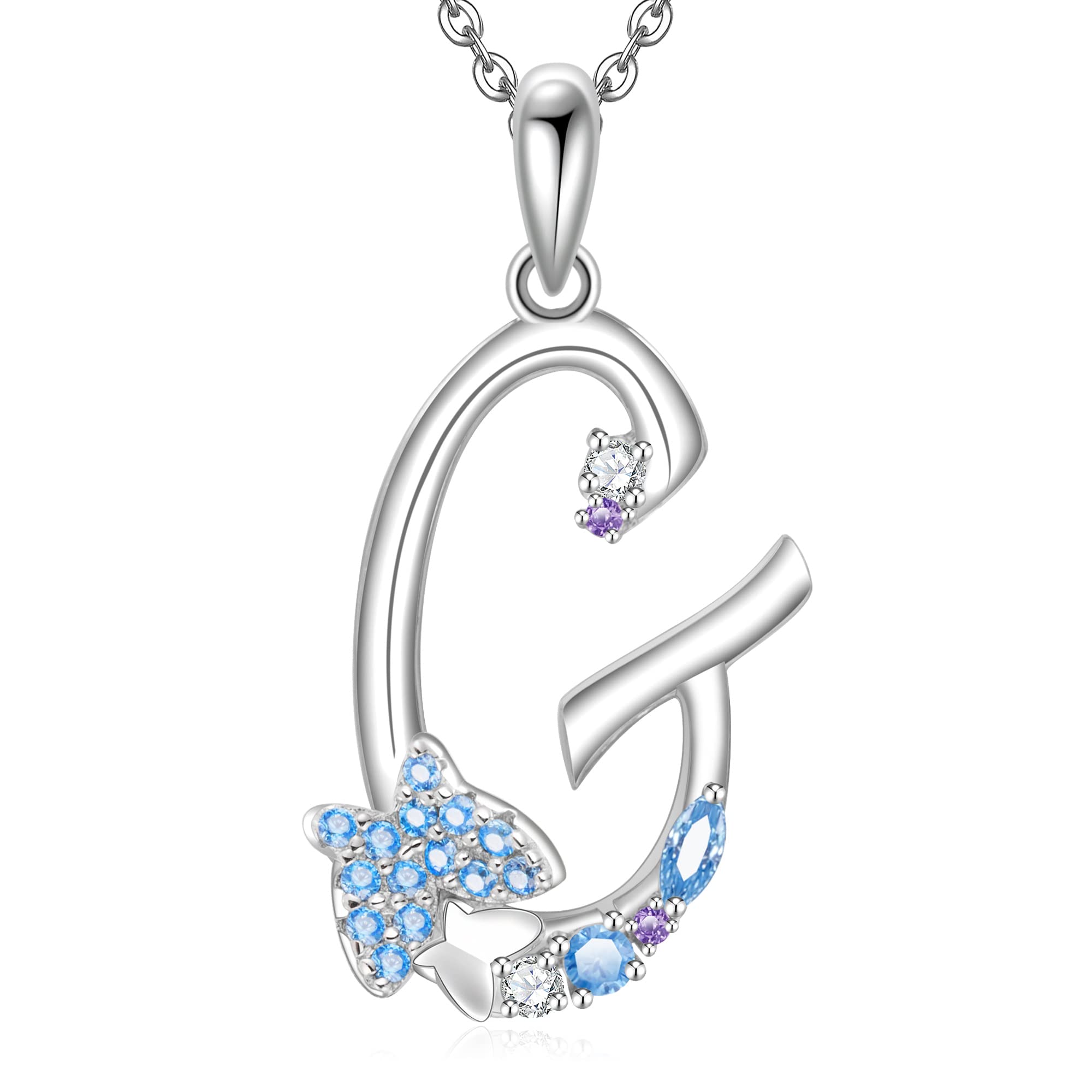 Initial Necklace for Women 925 Sterling Silver Butterfly Letter Pendant Gift for Women