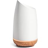InnoGear 150ml Ceramic Oil Diffuser, Handcrafted Stone Essential Oil Diffuser Aromatherapy Diffusers Ultrasonic Cool Mist Humidifier Vaporizor 2 Mist Modes for Room Home, White Slope Cut Ceramic