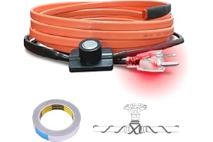 Cupohus Heat Tape for Water Pipes with Thermostat 6FT, Freeze Protection Self-Regulating Heat Trace Cable for Metal, Plastic Home Pipes, Roof and RV
