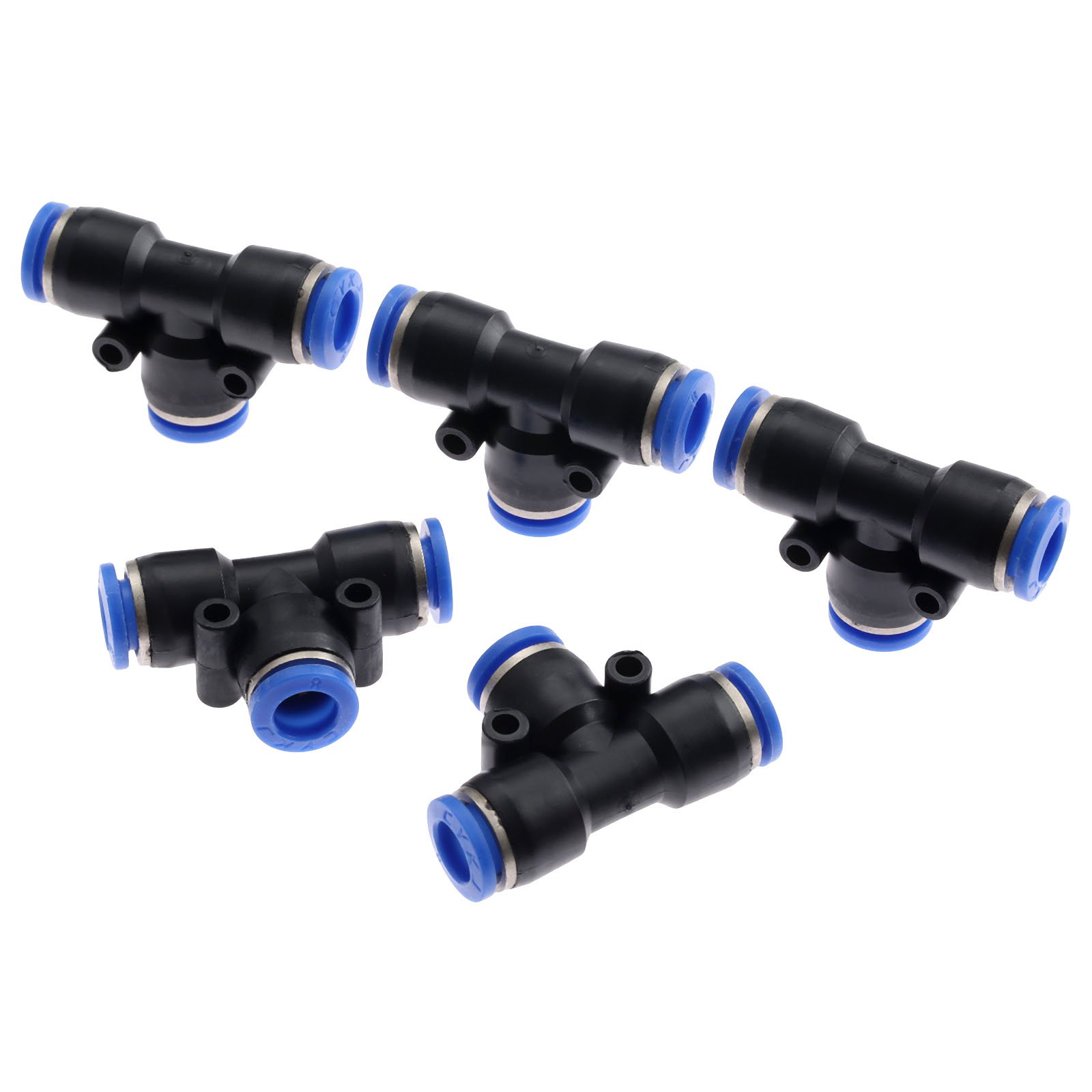 5pcs Water Hose Quick Connect T-Junction PE8 Pneumatic Air 3 Way Quick Fittings Connector 8mm Tube Hose