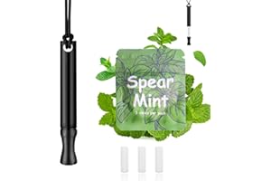 LAMKHOO Breathing Necklace to Quit Smoking and Vaping with Refillable Mint Pods, Stop Smoking Aids Fidget Necklace, Smokeless Inhaler for Adults with Enameled Surface, Includes 3 Mint Cotton Cores