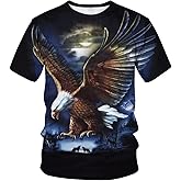 LAOLIUSN Men's Bald Eagle T-Shirt Summer Short Sleeve Tees Tops Animal Theme Shirt Realistic Graphic Shirt