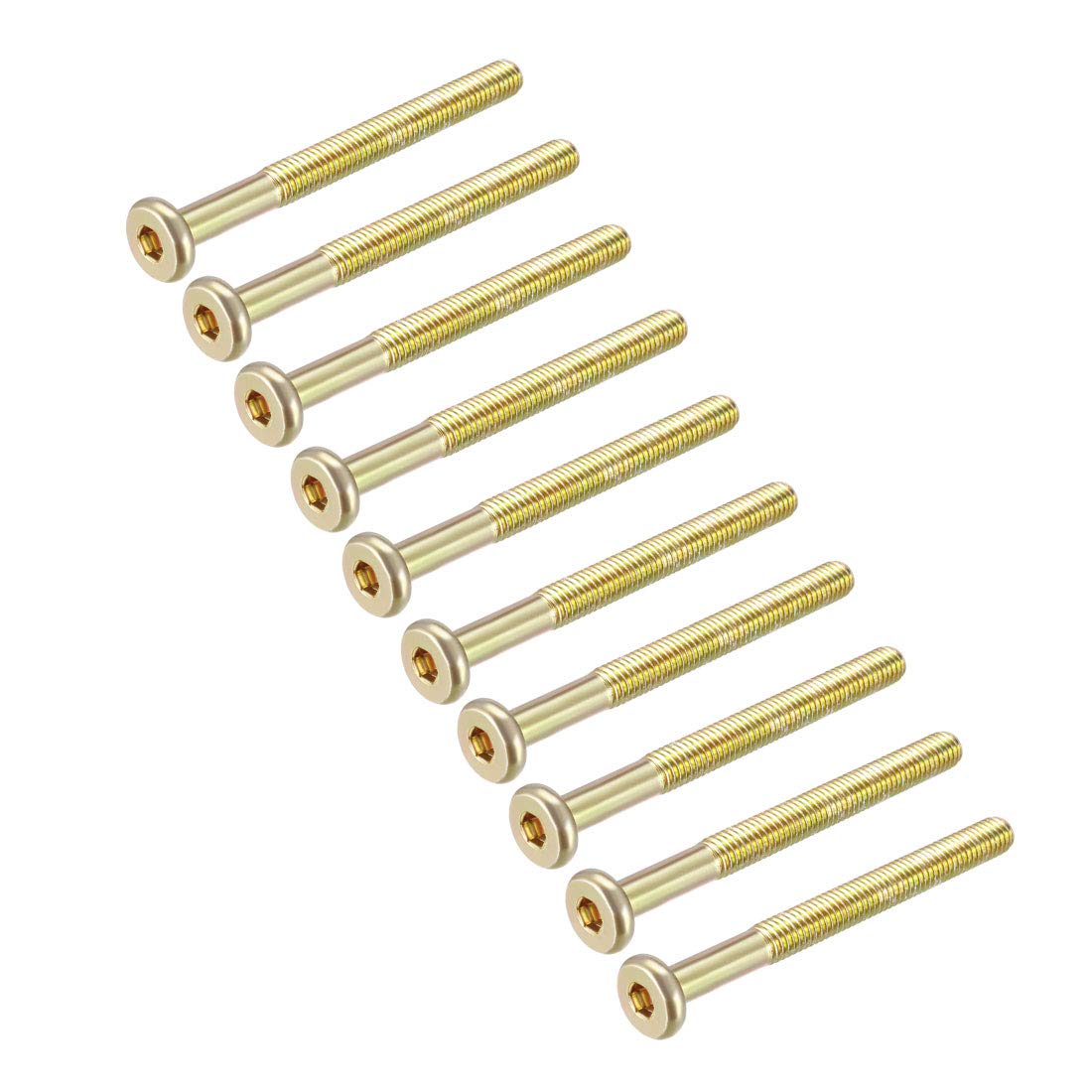 sourcing map M6x65mm Furniture Screw Hex Socket Machine Screws Zinc Plated Fasteners Bolts Half Thread Carbon Steel 15Pcs