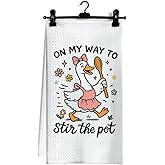 Ghoaoivo Funny Goose Kitchen Dish Towels, Goose Lover Gifts for Women, Sarcastic Farmhouse Floral Animal Geese Hand Tea Towels for Kitchen Decor, 16x24 Inch
