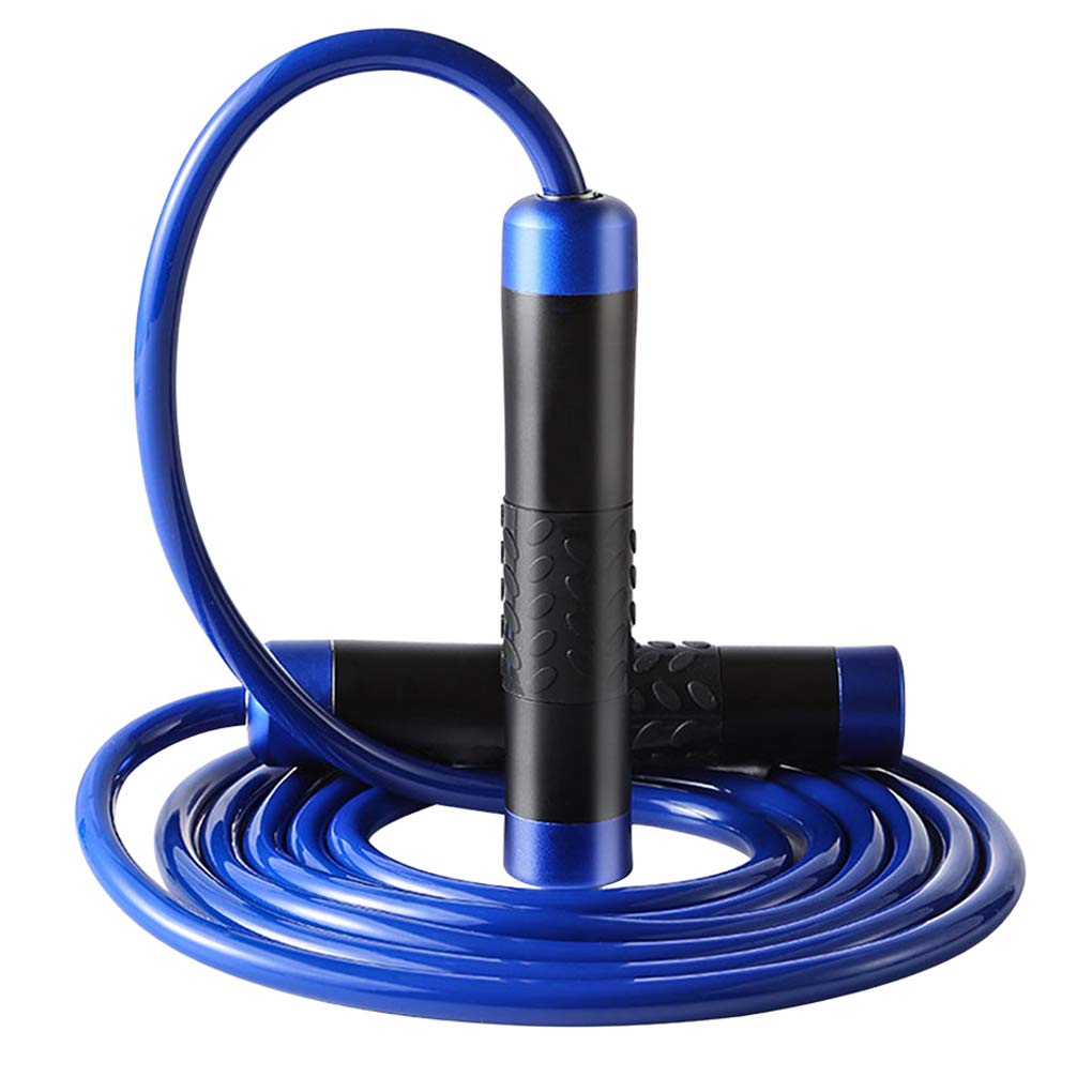 Speed Skipping Rope Vinyl Steel Adjustable Jump Rope 9.8ft Cable Sealed Ball Bearings Mastering Double Unders - Ideal for GYM MMA Boxing Fitness Training Cardio Workouts (A-Blue)