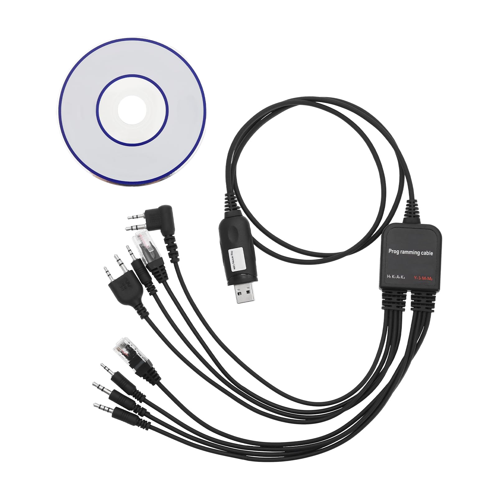 eMagTech Programming Cable 8 In 1 USB Programming Cord Radios Programming Wire Compatible with MOTOROLA Compatible with KENWOOD Compatible with HYT Compatible with ICOM