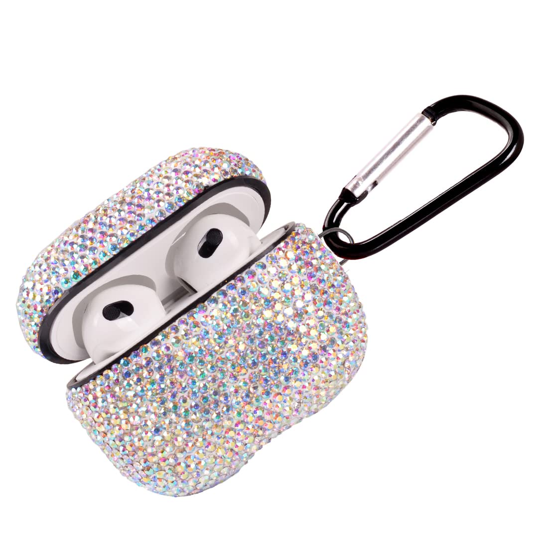 Photo 1 of ***MISSING CARABINER*** Sparkly Case Compatible with AirPods 3rd Generation with Keychain,Shockproof Protective Premium Bling Rhinestone Cover Skin for AirPods 3 Charging Case (AB not Pro)