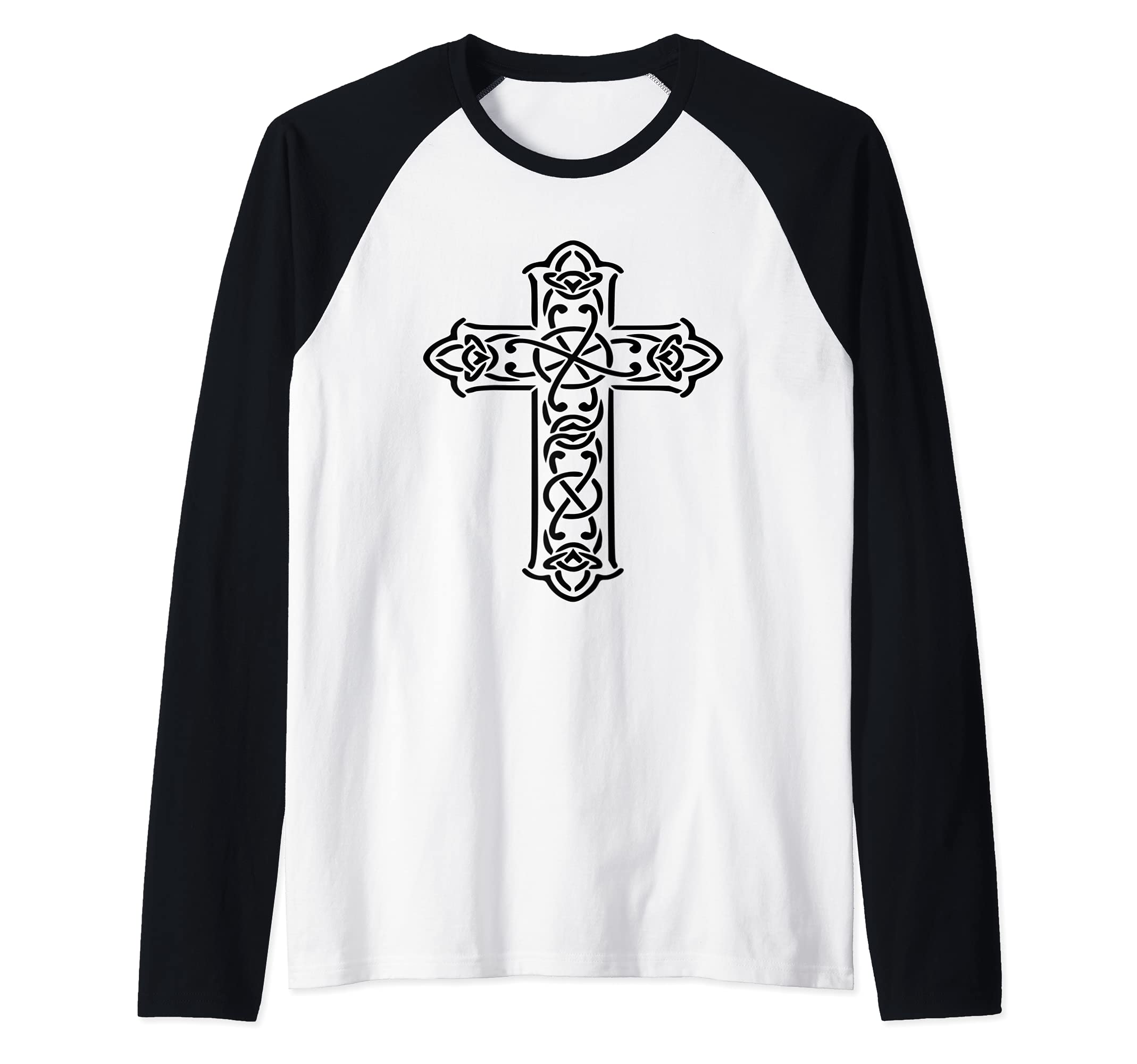 Celtic Cross Design Raglan Baseball Tee