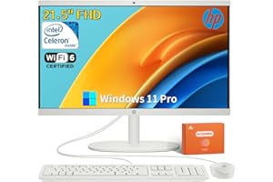 HP All-in-One Desktop Computer, 21.5 Inch FHD Anti-Glare Display, Intel Celeron J4025, 16 GB RAM, 512 GB SSD, Intel UHD Graphics, Home PC, Wired Keyboard & Mouse, Wi-Fi 6, Windows 11 Pro, Accessories