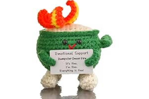 Levvohd Emotional Support Dumpster Decor Fire, Funny Handmade Crochet Dumpster Knitting Doll, Cute Desk Accessories for Women Office (Green)