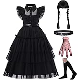 RUXINRUA Black Costume Dress, 3-13 Years Girls Outfits with Accessories Dress Up Set, Family Halloween Cosplay Party