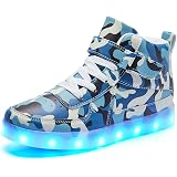 Kids LED Light Up Sneakers - USB Rechargeable High-Top Flashing Shoes For Boys And Girls, Size 38 Black