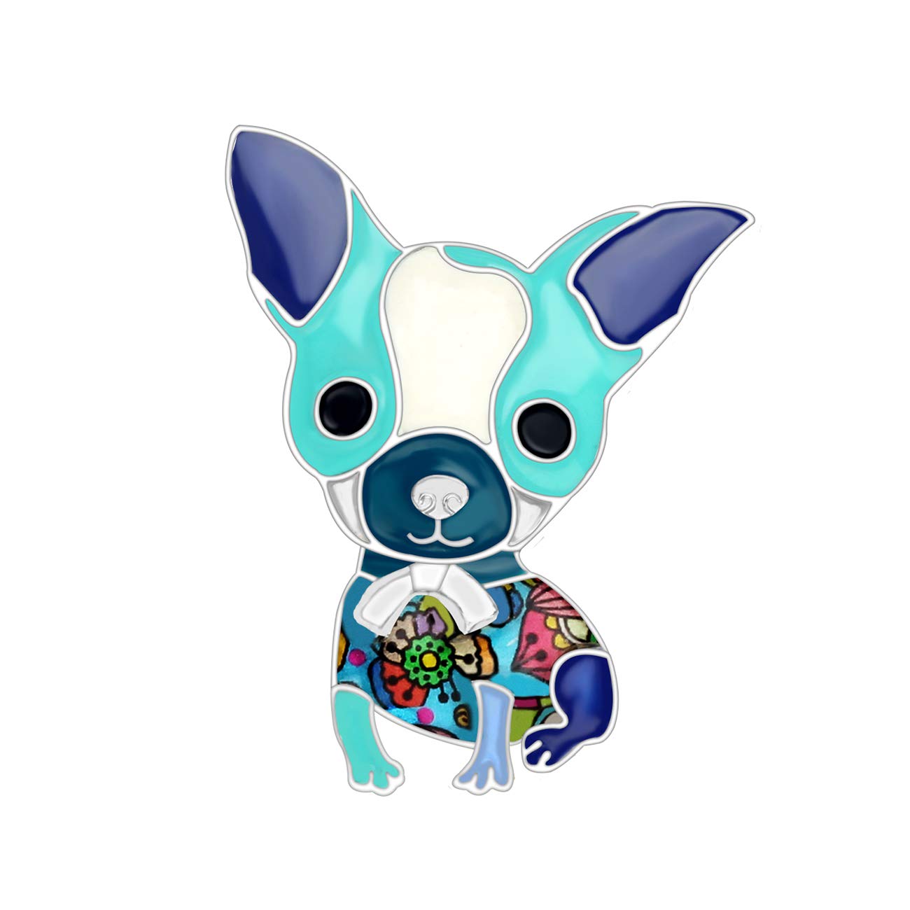 Bonsny Enamel Alloy Sweet Chihuahua Dog Brooches Pin Jewelry For Women Girls Novelty Gift Charms (Blue)