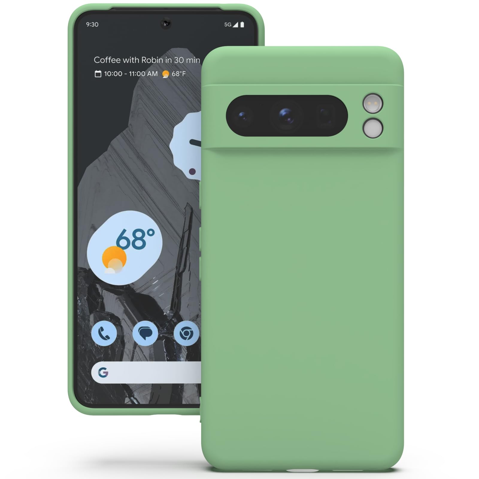 YATWIN Silicone Case for Google Pixel 8 Pro 5G, Soft-Touch, Shockproof, DustProof, Antiskid Full Body Armour Phone Cover for Google Pixel 8 Pro 5G - Mint Green — image 1