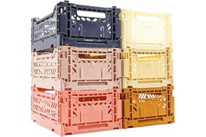 LUNA CRATES Collapsible Storage Box, Foldable Crate Organizer Bin with Handle, Stackable Crates for Home Organization (Pastel, 4L - 6-Pack)