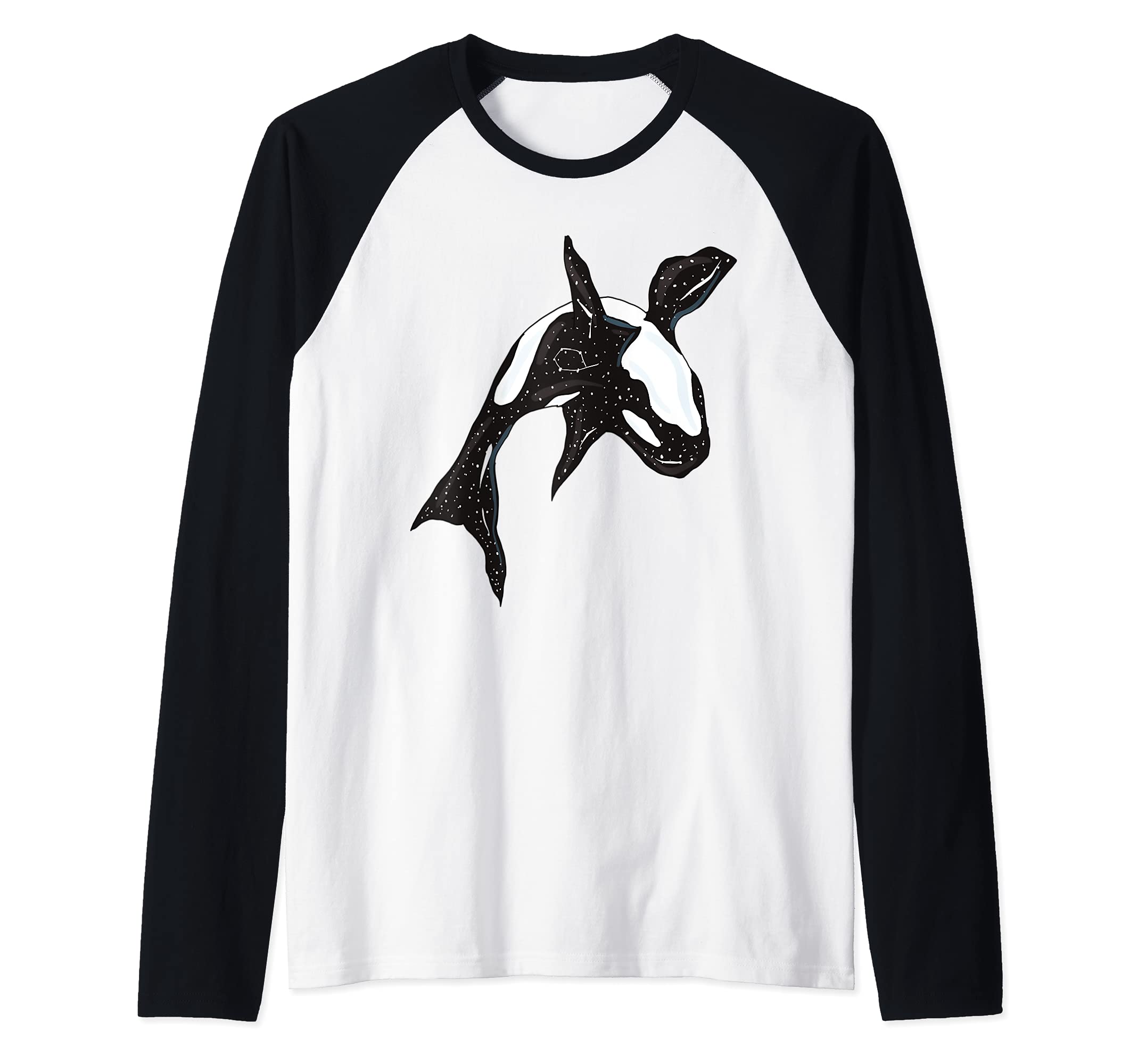 Constellations Galaxy Orca Killer Whales Raglan Baseball Tee