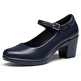 DREAM PAIRS Women's Chunky Low Block Heels Mary Jane Closed Toe Work Pumps Comfortable Round Toe Dress Wedding Shoes EDENIA