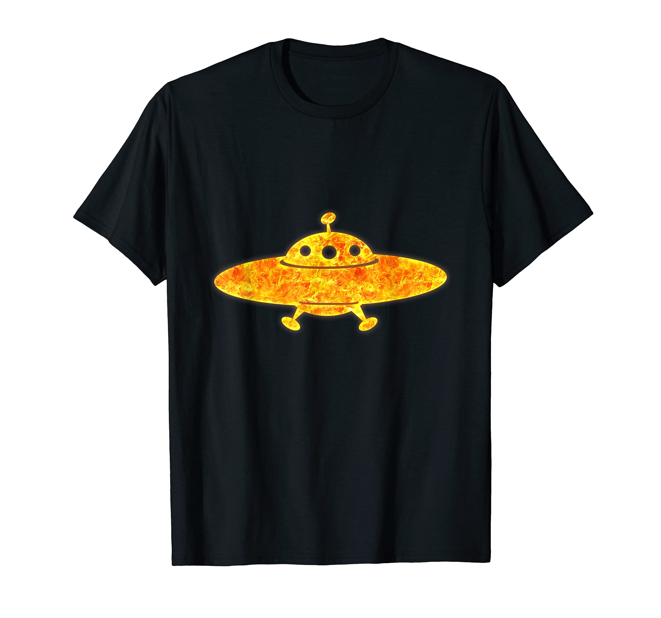 UFO Alien ET Fire Flames Burning T-Shirt