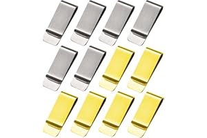 Mvwarj 12 Pack Stainless Steel Money Clip Small Men's Slim Pocket Cash Wallet Credit Business Card Holder (silver+gold)