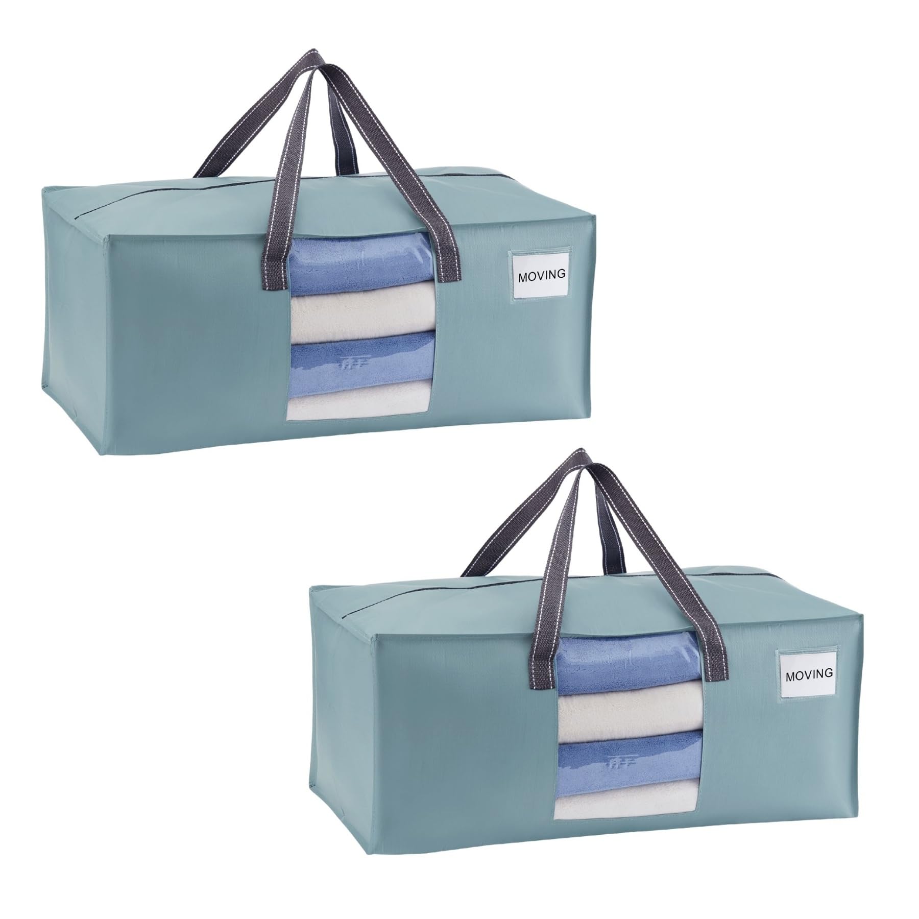 VENO 2 Pack Moving Bags Extra Large Storage Bags for College Move-In, Heavy-Duty Storage Totes, Packing Boxes, and Wardrobe Moving Supplies - Durable Laundry Bags for Clothes (Light Blue, 2 Pack)