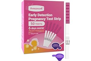 Early Detection Pregnancy Test Strips, Amazewell hCG Test Strips Easy at Home Pregnancy Tests Bulk, Over 99% Accuracy, 50 Pack Pregnancy Test Kits for Women with 1 Reusable Urine Cup