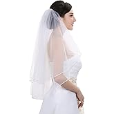 SAMKY 2T 2 Tier Rattail Scattered Rhinestone Crystal Bridal Wedding Veil