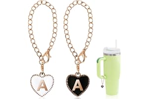 Keepamor 2PCS Letter Charms Accessories for Stanley Cup with Handle, Heart-shaped Personalized Name ID Letter Charm for Stanley Tumbler