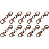 uxcell Bracelet Extender, 10Pcs - Double Lobster Claw Clasps Necklace Extenders, Connector Extension Clasp and Closure for DIY Making Jewelry Chain (25mm/0.98", Retro Red Copper)