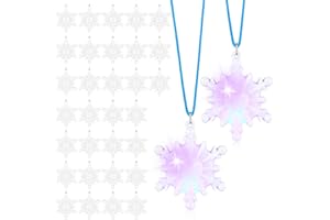 Yinkin 30 Pcs Christmas Light up Necklace for Adults Flashing Necklaces Christmas Accessory for Xmas Party Favors Stocking Stuffers Ornaments Decoration Party Supplies (Snowflake)