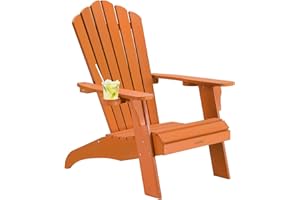 Cecarol Oversized Adirondack Chair Plastic, Outdoor Fire Pit Chair with Cup Holder, Adirondack Patio Chair Weather Resistant for Outside, Porch, Lawn, Garden- AC01, Orange