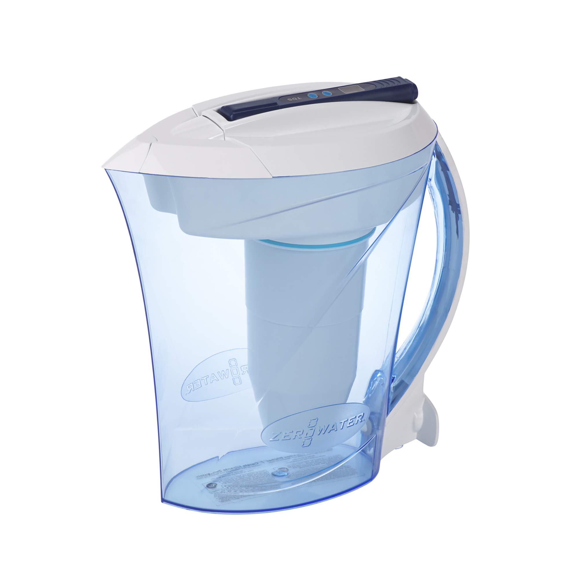 ZeroWater 2.4 L 5-Stage Water Filter Jug,NSF Certified to Reduce Lead, Other Heavy Metals and PFOA/PFOS, White and Blue