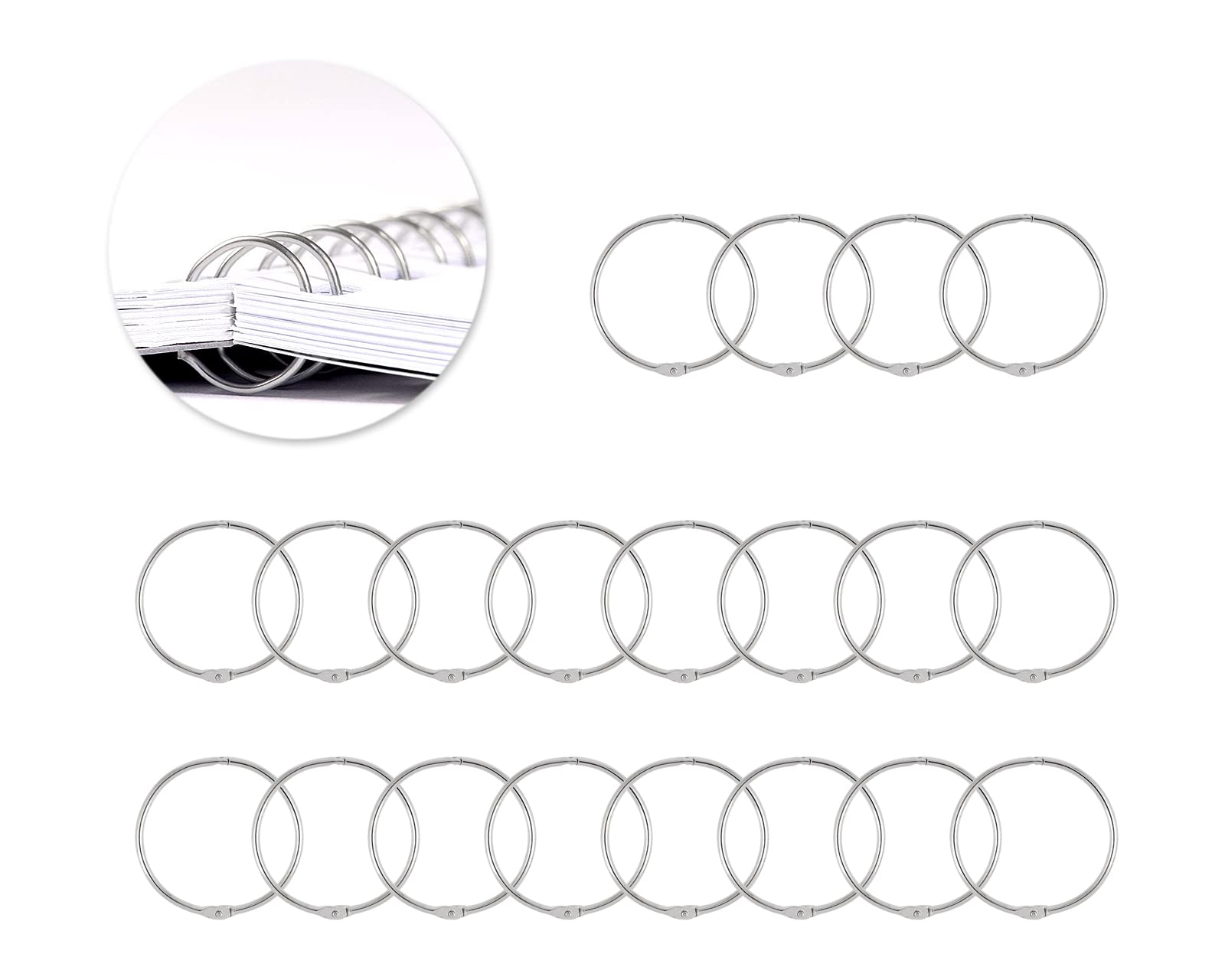 ds. distinctive style 20 Pcs Metal Binder Rings Round Binding Rings Book Loose Leaf Rings Keychain Rings - 20mm