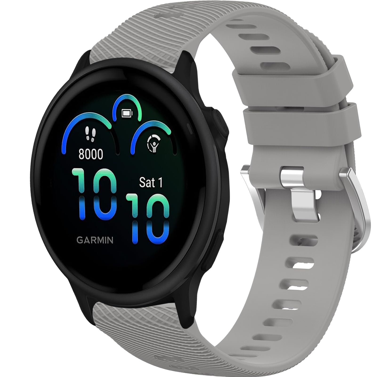 Wownadu 20mm Watch Strap Compatible for Garmin Vivoactive 6/5/3 Straps, Replacement Silicone Band Compatible for Polar Ignite 3/2/1, Unite/Pacer, Grey (No Watch)