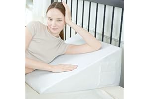 HYGGE HUSH Bed Wedge Pillow, 8" 24" 24" Triangle Pillow Wedge, Bamboo Cooling Memory Foam Top, Elevated Support Wedge Pillow for Relieving Acid Reflux, Heartburn, Snoring and GERD