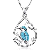 UCADRIT Turquoise Bird Necklace Sterling Silver Turquoise Pendant Christmas Mother's Day Jewelry for Women