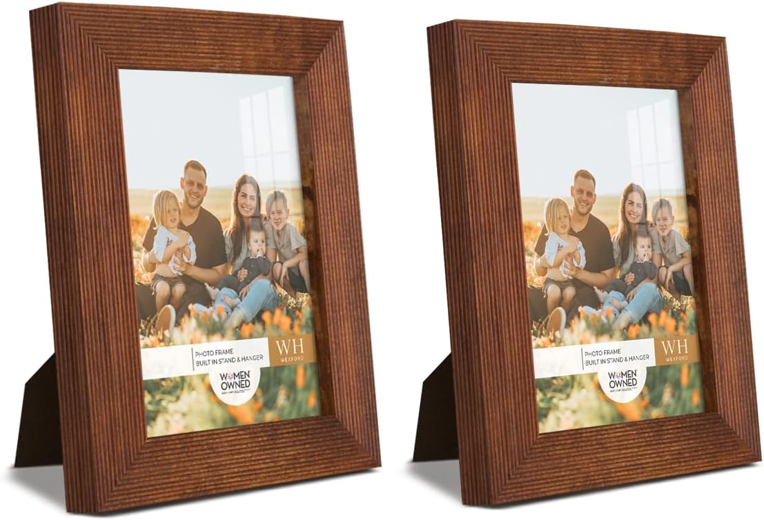 Photo Albums, Frames & Accessories - Renditions Gallery 3.5x5 inch Picture Frame Set of 2 High-end Modern Style, Made of Solid Wood and High Definition Glass Ready for Wall and Tabletop Photo Display, Walnut Frame