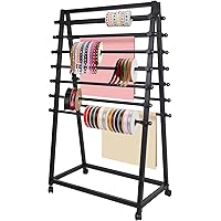 SOCROTO Ribbon Organizer 15 Tier Ribbon Holder Organizer Rack Double-Sided Metal Ribbon Holder Freestanding Movable Present W