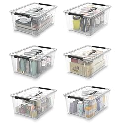 WYT Clear Storage Latch Bins, 6-Pack Storage