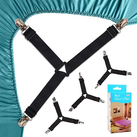 4 Stück Verstellbare Bettlakenspanner – Elastische Clips Gegen Verrutschen