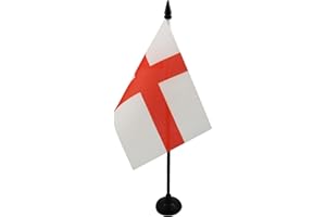 England Table Flag 4'' x 6'' - English Desk Flag 15 x 10 cm - Black plastic stick and base - AZ FLAG