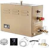 CGOLDENWALL 9KW Commercial Self-Draining Steam Generator Shower System Home Steam Bath Spa Generator 30 min to 12 Hours with Auto Drain 95-131℉ for Suitable Space Heating 9 m&sup3;/318 Cubic feet (9KW)