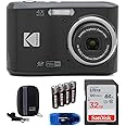 KODAK Pixpro FZ45 Digital Camera Bundle, Includes: SanDisk 32GB Memory Card, Spare Batteries, Hard Shell Camera Case and Card Reader (5 Items) (Black)