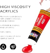 KOLOR KINGDOM 12 Colour Acrylic Paint Set with 3 Brushes view 4